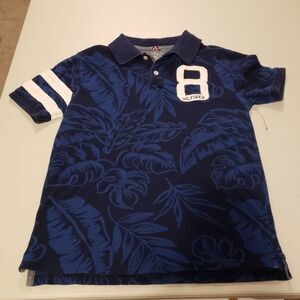 Tommy Hilfiger Boy's Navy White Floral 8 Collared Shirt - Size Large or 12-14